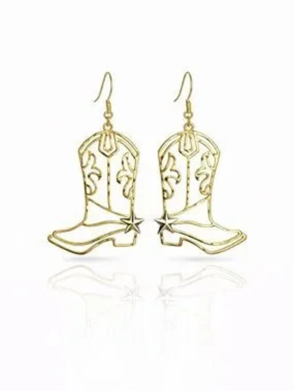 Gold Cowboy Boot Outline Earrings